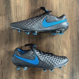Nike Tiempo Legend 8 Elite FG Soccer Cleats Men Size 10.5 Black Blue AT5293-004